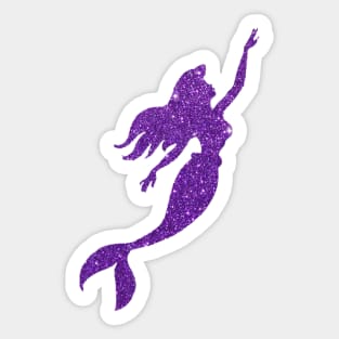 Purple Faux Glitter Mermaid Silhouette Sticker